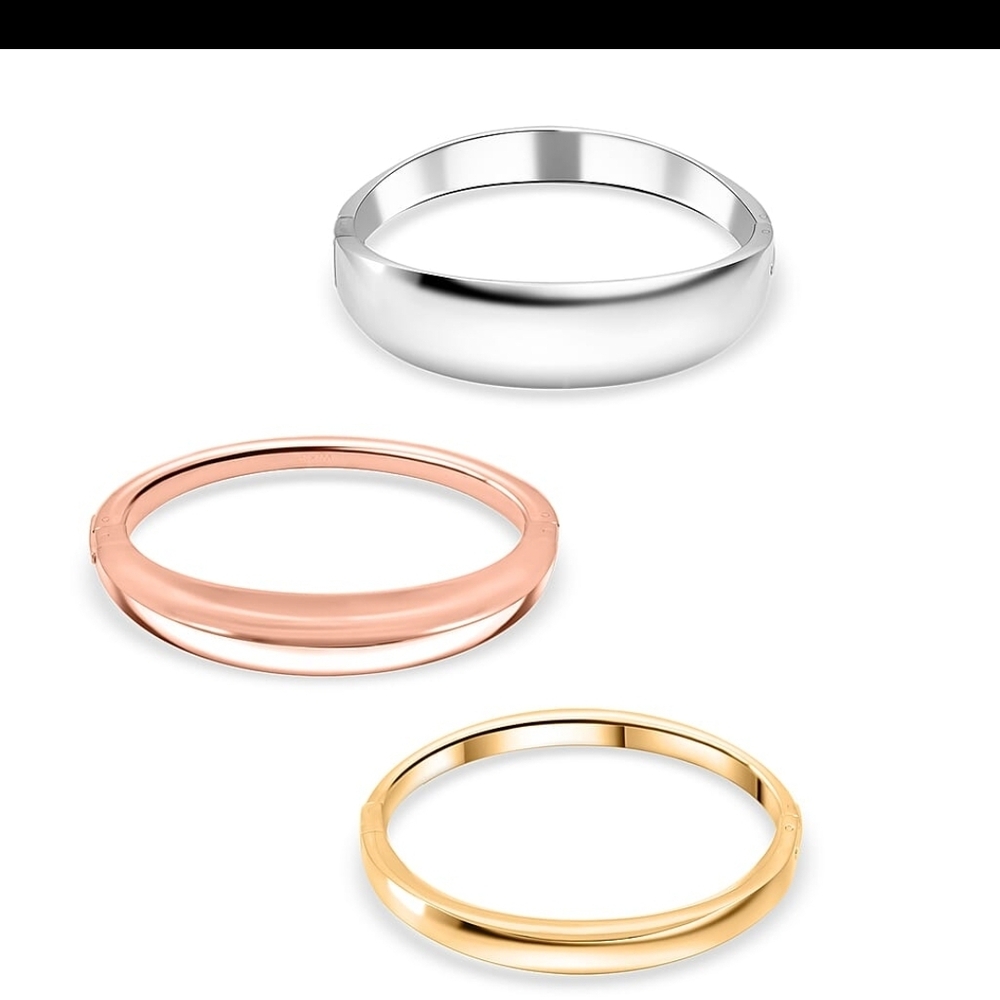 Calvin Klein Island Bangles W/ Ion Plated YRG And Stainless 5.5 IN